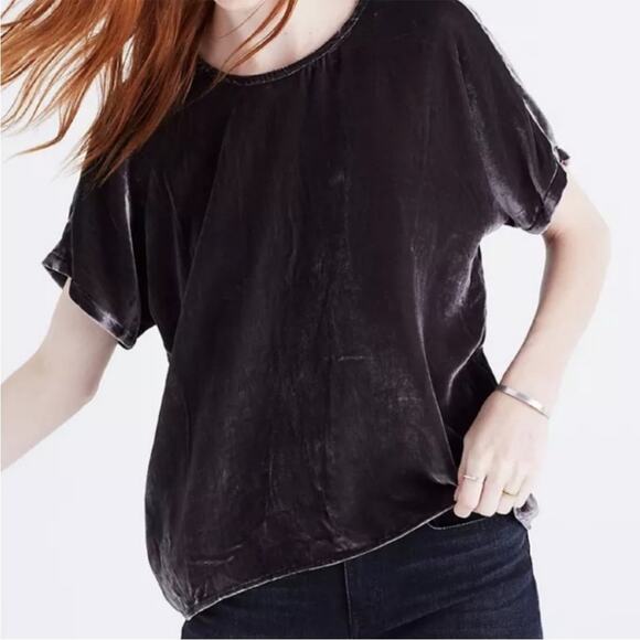 Madewell Tops - Madewell Velvet Bow-Tie-Back Top Sz XS